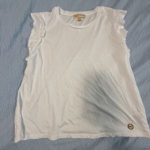 Michael Khors: White Ruffle Sleeve Top: XL (Like New)